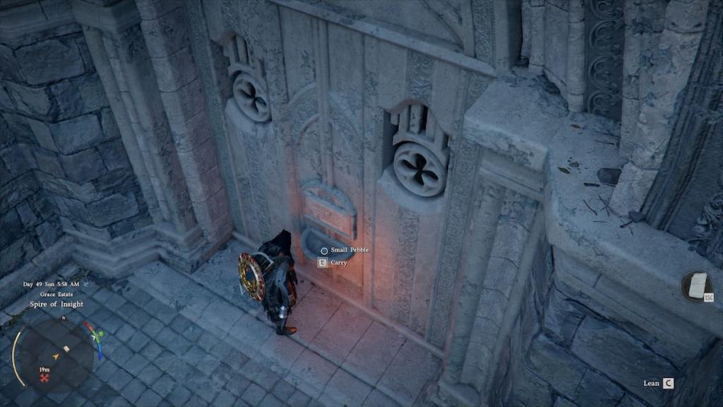 Kliff placing a pebble in a bowl at the Spire of Insight in Crimson Desert.