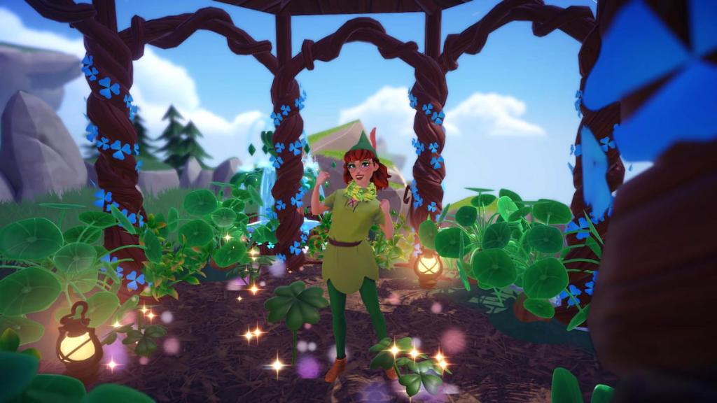 Standing under gazebo by clovers in disney dreamlight valley