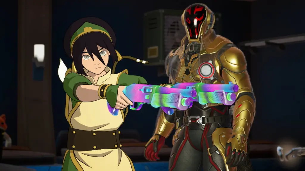 Toph standing with the foundation in fortnite