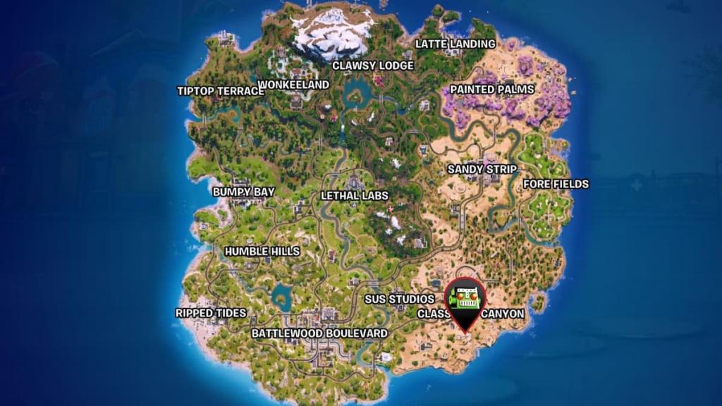 The visitor map location in fortnite