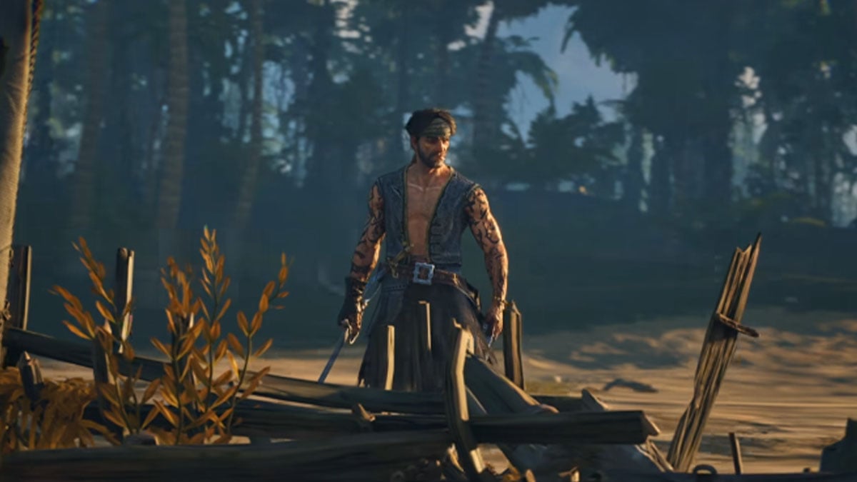 A pirate stranded on a beach in Windrose