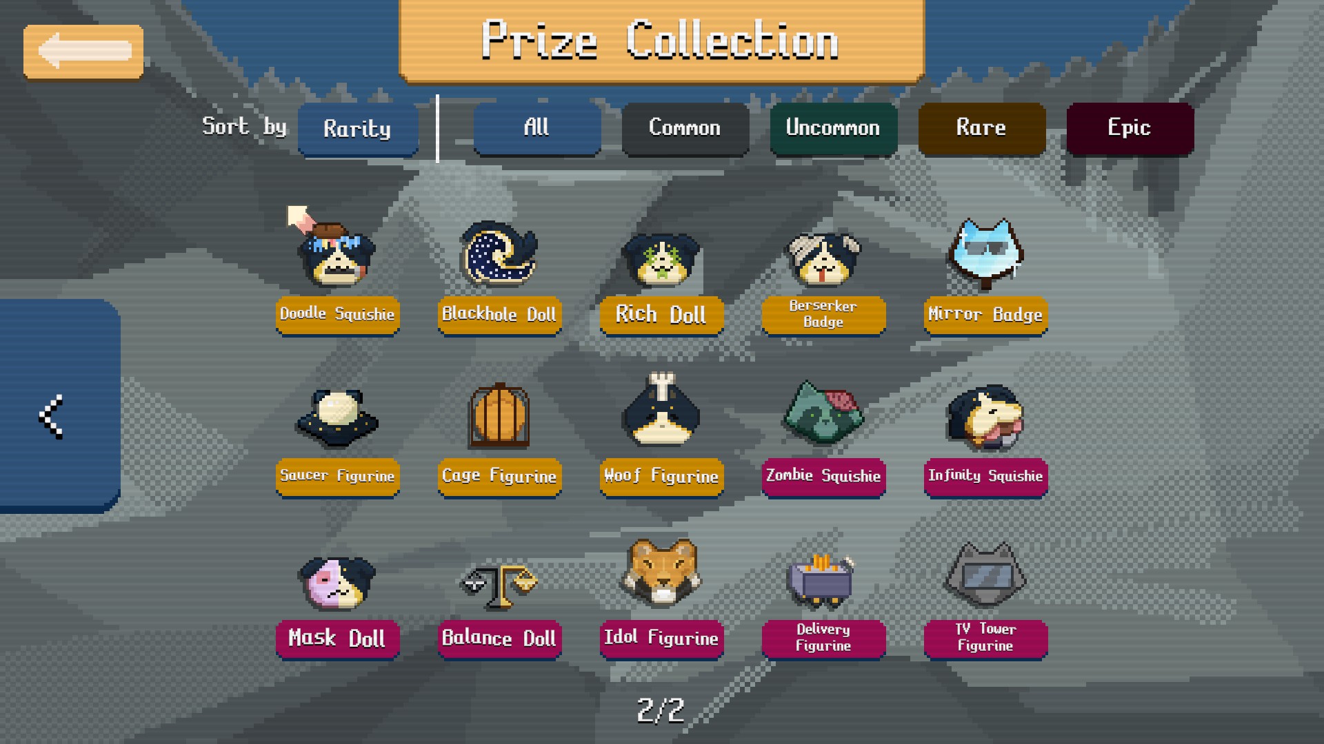 Prizes in RACCOIN: Coin Pusher Roguelike