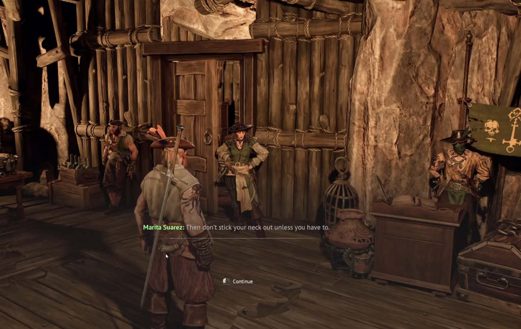 Marita in smuggler's base in Windrose