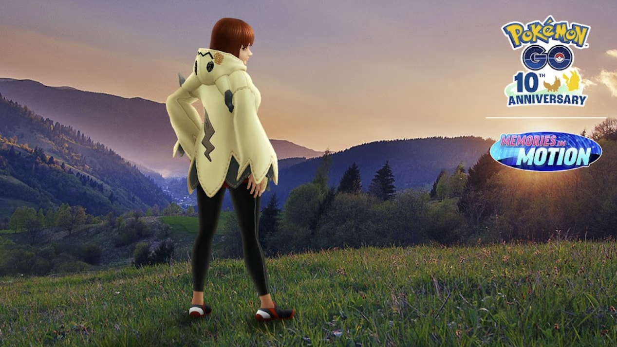 Promotional art for A Shockingly Good Time shows a Pokemon Go player wearing a hoodie shaped like Mimikyu