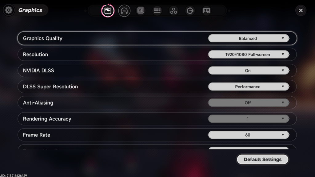 Graphics settings for NTE: Neverness to Everness