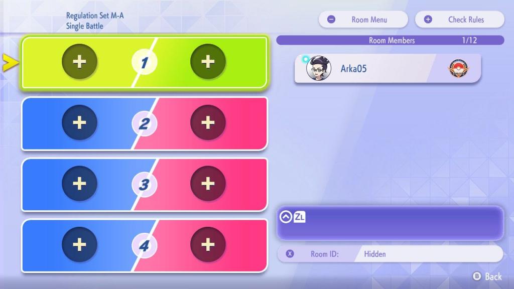 Custom room lobby in Pokemon Champions