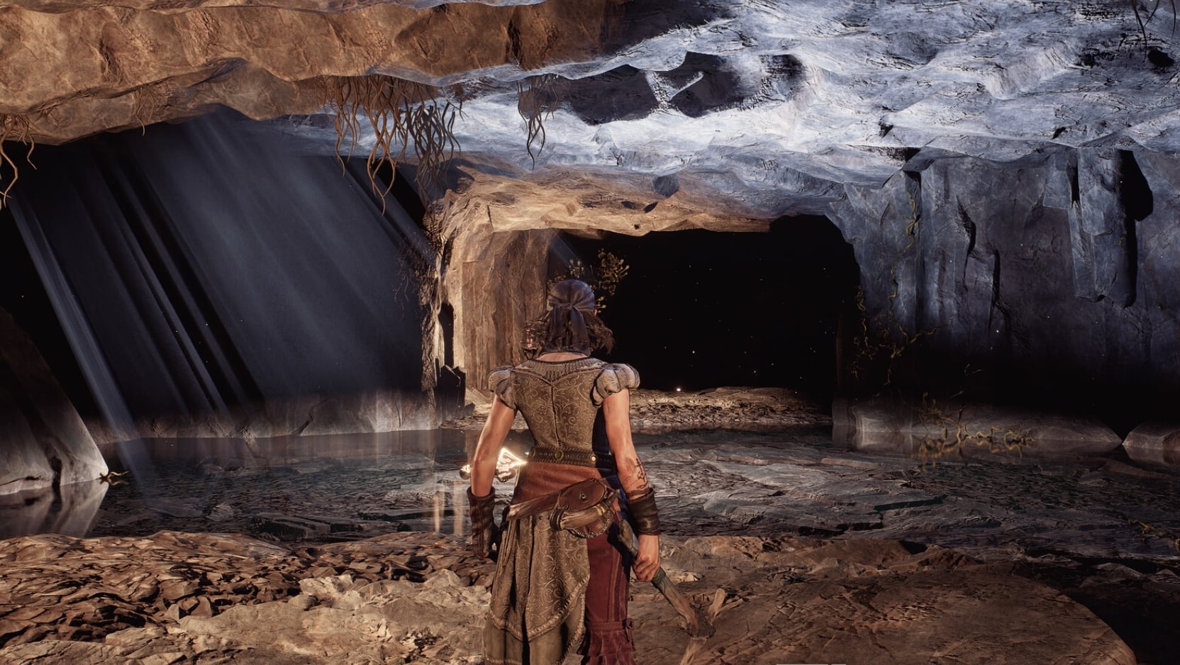 Windrose player looking in a cave
