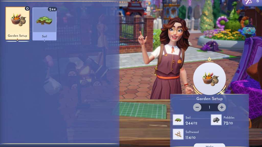Crafting garden setup in disney dreamlight valley