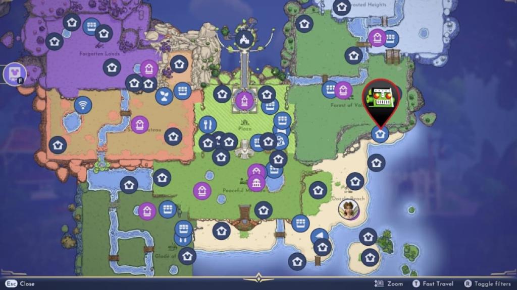 Cursed cave map location marked in disney dreamlight valley