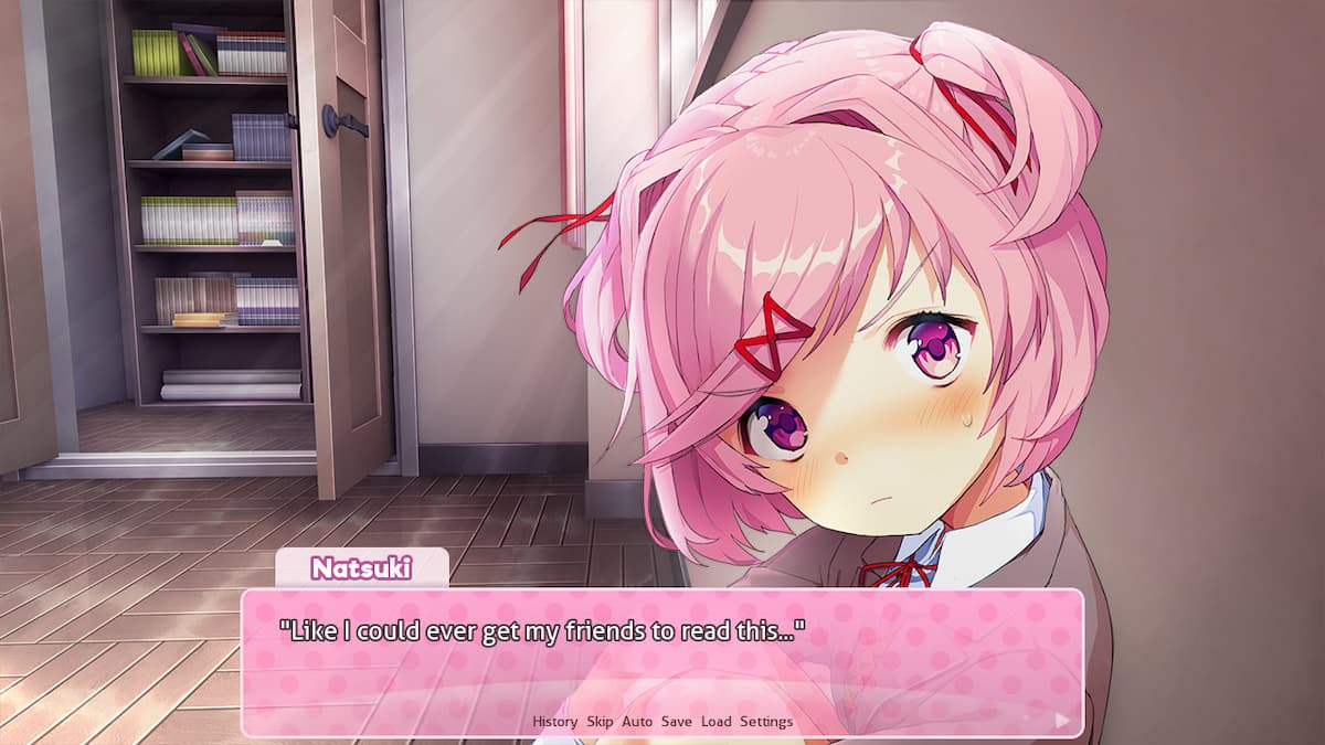 Doki Doki Literature Club dialogue scene.