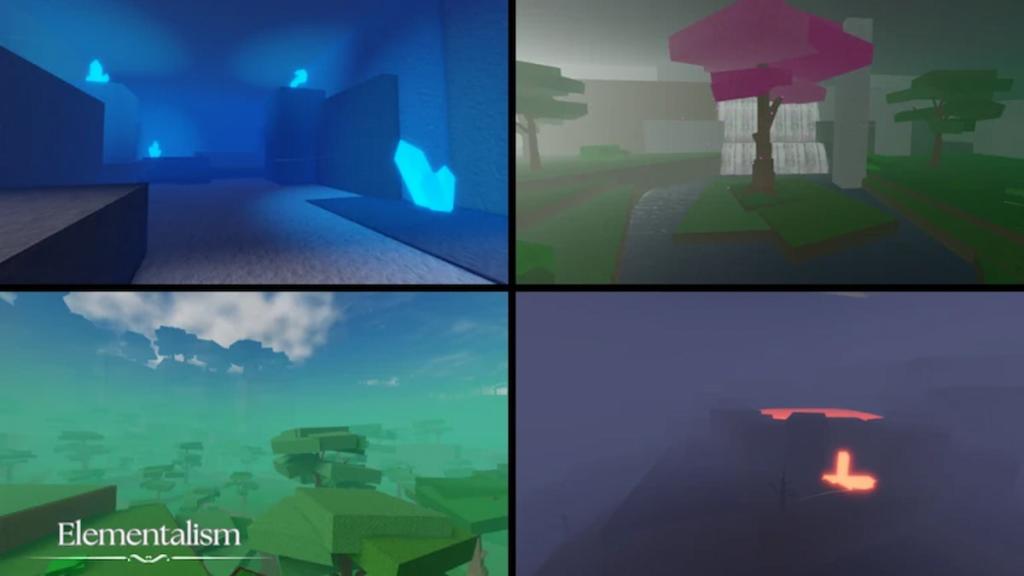 Illustration of different in-game biomes in Elementalism