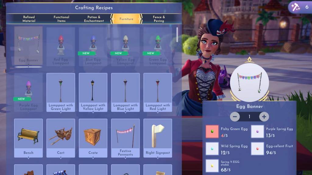 Fishy green egg crafting recipes in disney dreamlight valley