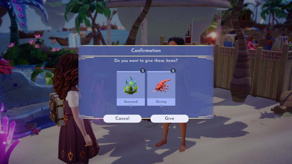 Giving Pocahontas seaweed and shrimp in DDV