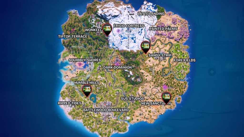 Holotable map locations marked in fortnite