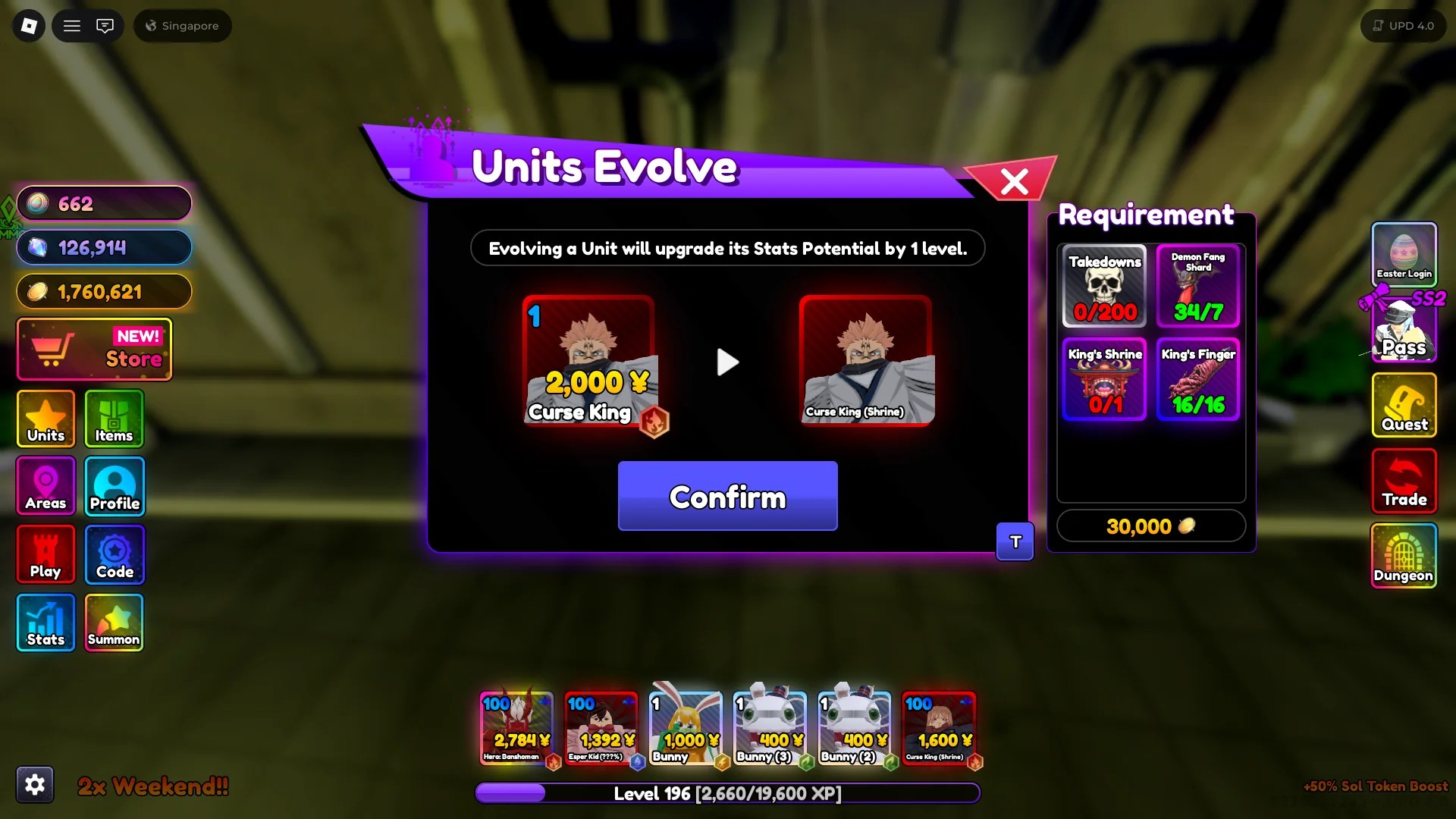 How to evolve units in Re: Rangers X Roblox experience.