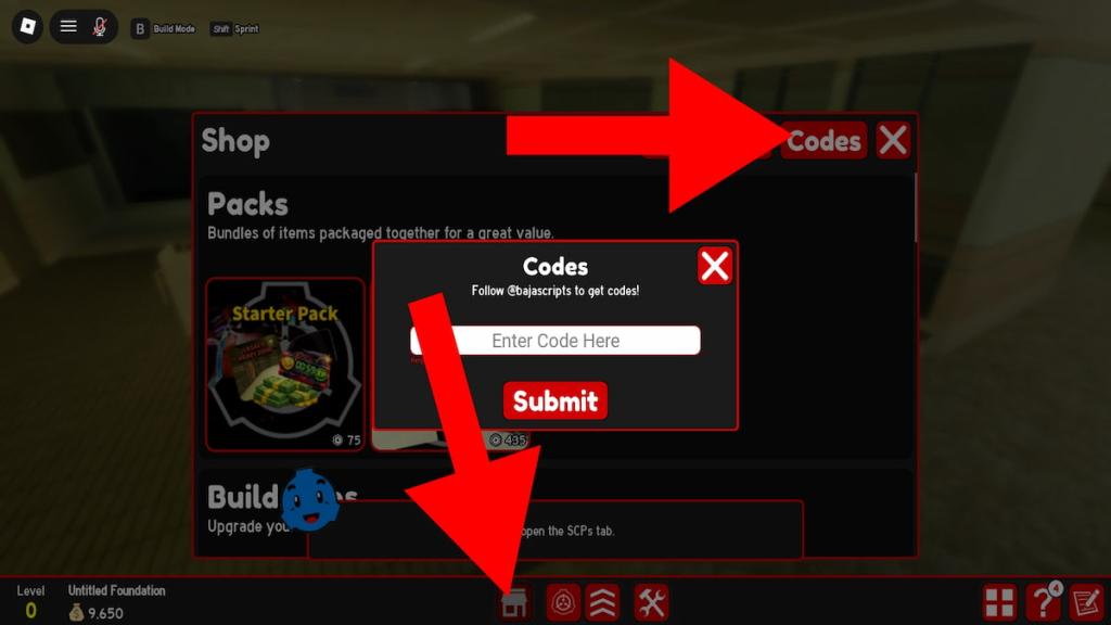 How to redeem codes in SCP Architect X. 