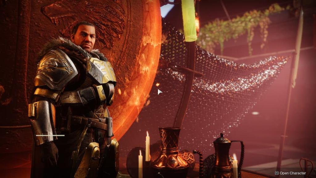 Lord Saladin stands in front of the Iron Banner in the Tower in Destiny 2
