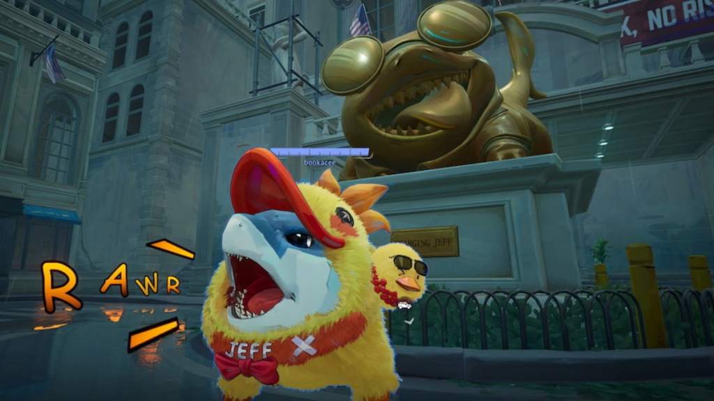 Jeff howling by statue in marvel rivals