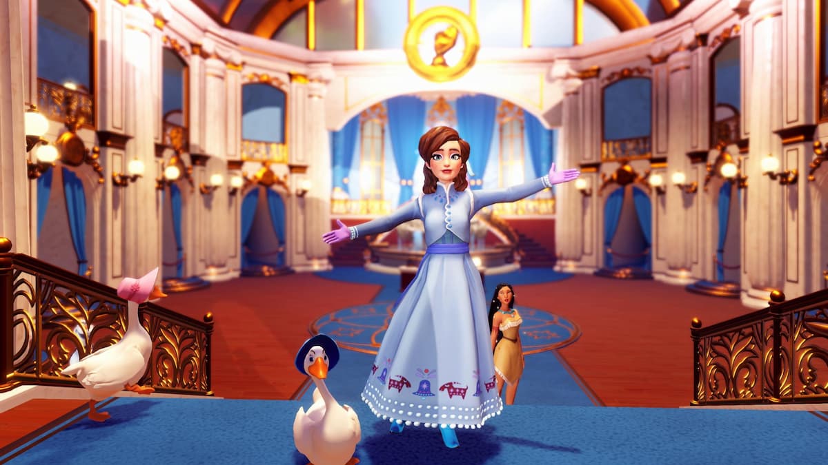 Standing in olaf's museum in disney dreamlight valley