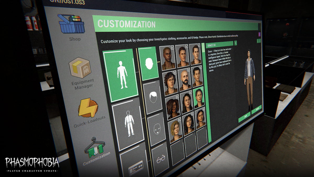 All player character models and backstories in Phasmophobia