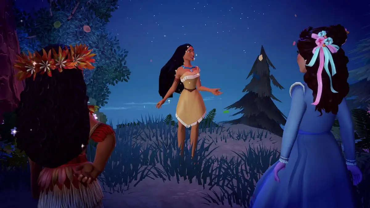 Pocahontas arriving in disney dreamlight valley