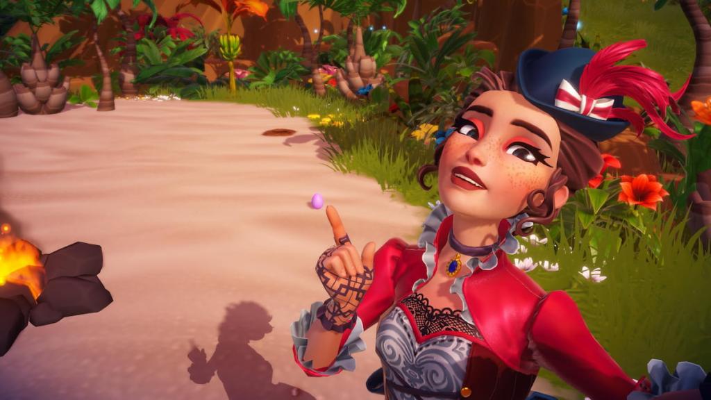 Pointing at purple egg in disney dreamlight valley