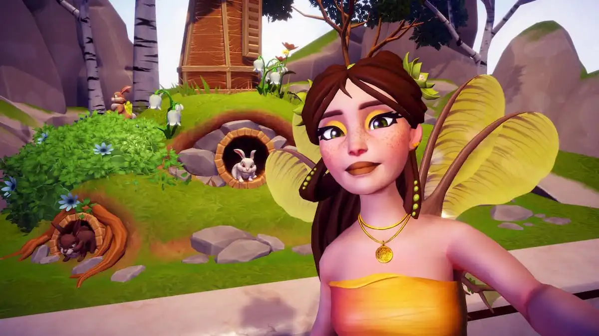 Taking picture with rabbits in habitat in disney dreamlight valley