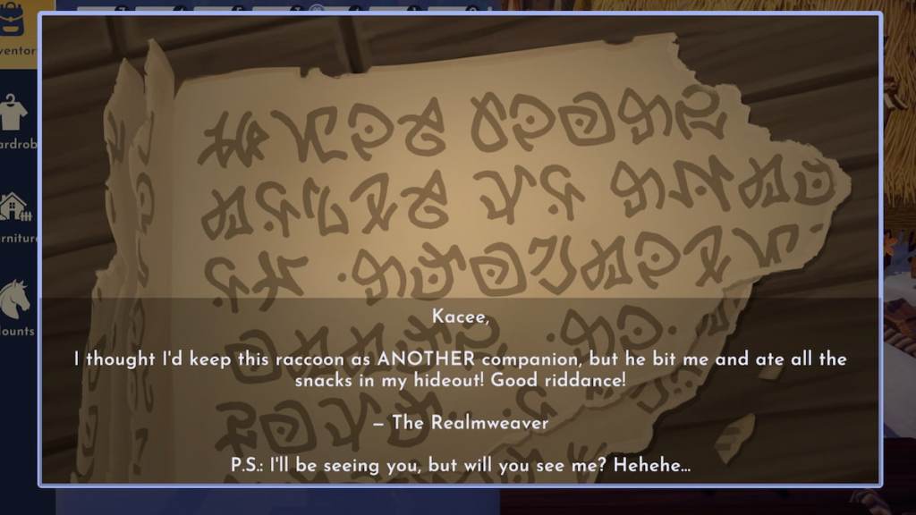 The letter from the realmweaver in disney dreamlight valley