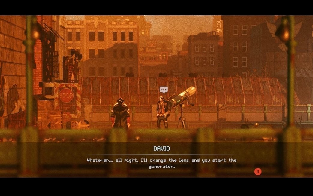 David tells the main character that he will change the lens in the telescope and they start the generator.