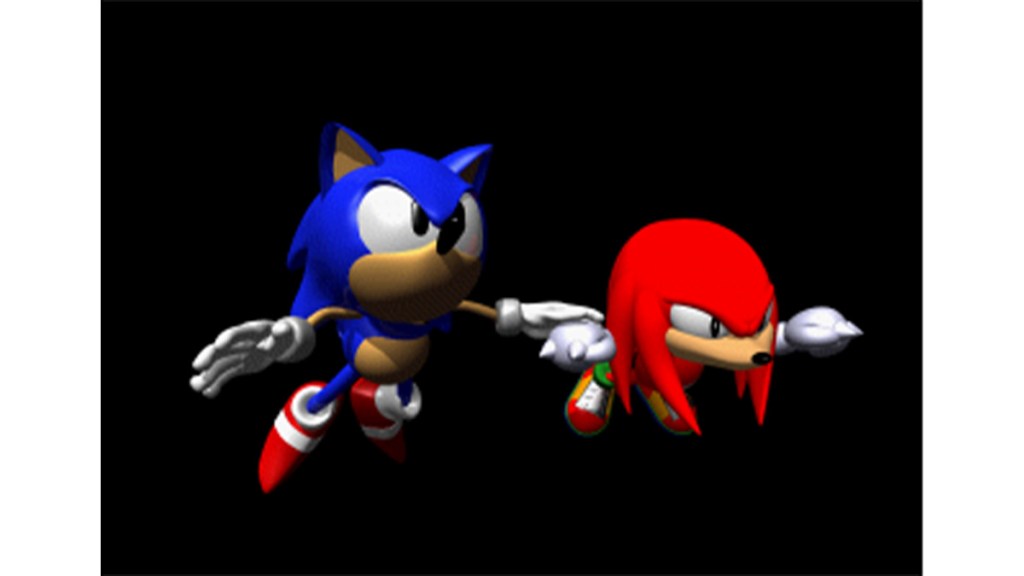 Sonic and Knuckles in a cut screen from Sonic 3D Blast