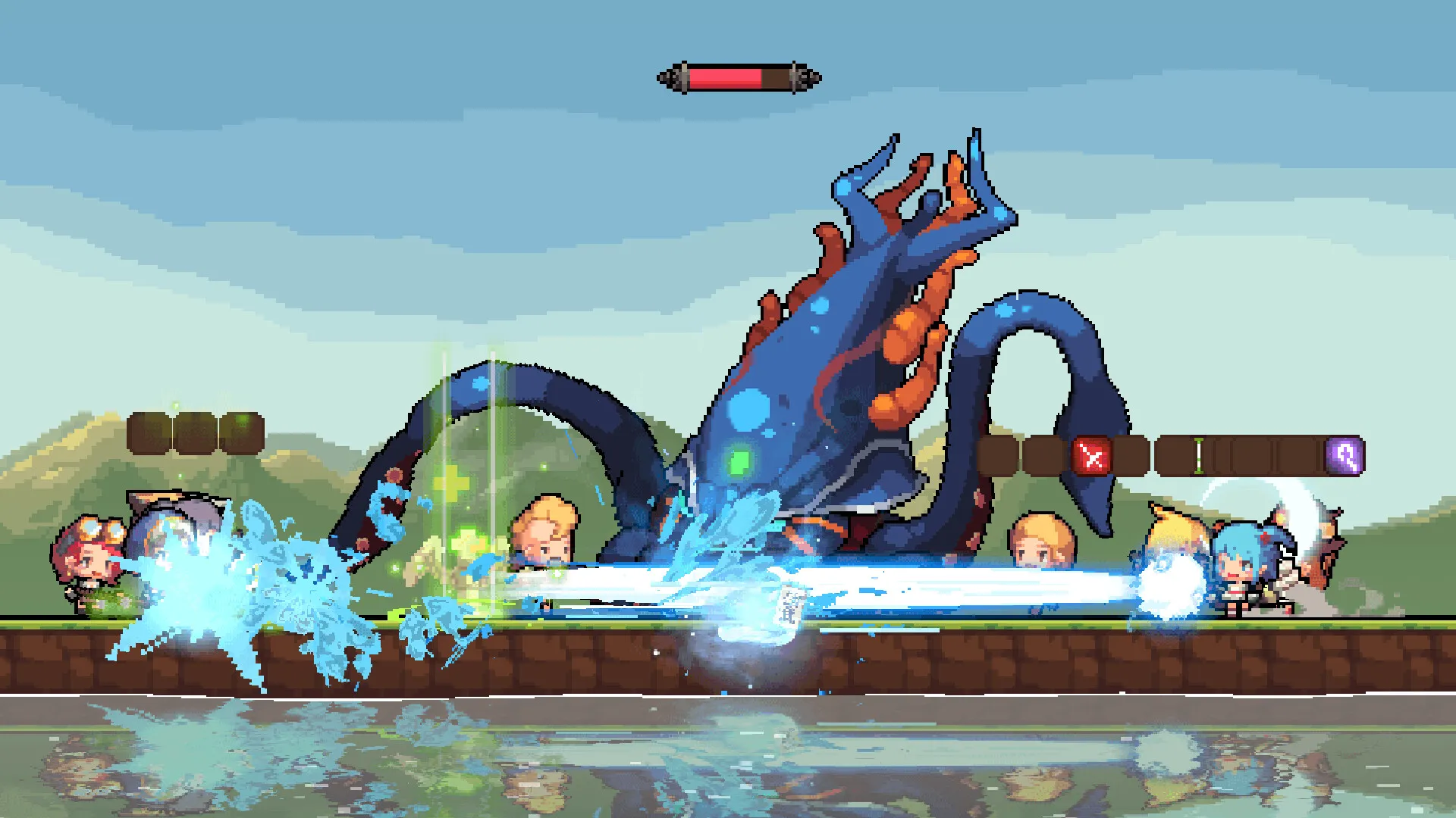 A combat scene in Crusaders Quest: Hero Town