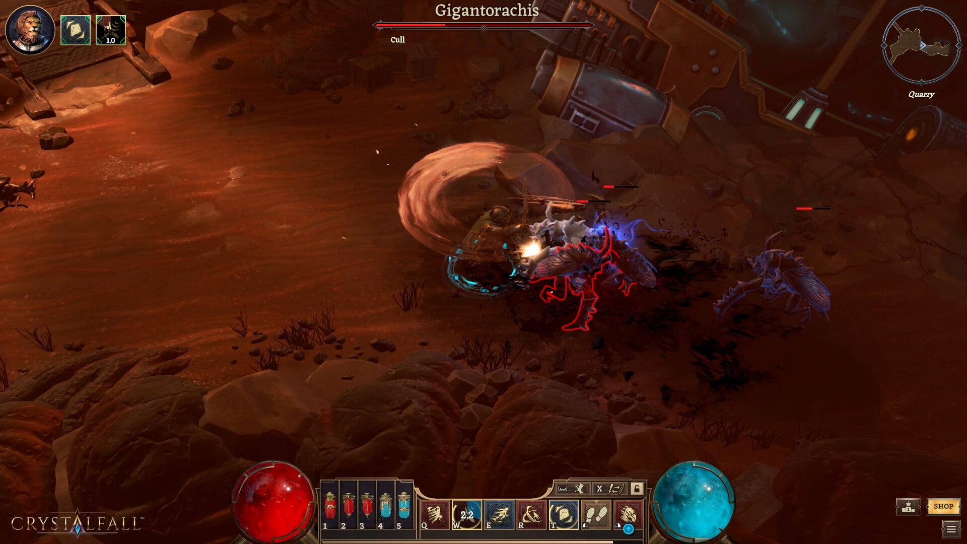 Players fighting a boss in Crystalfall