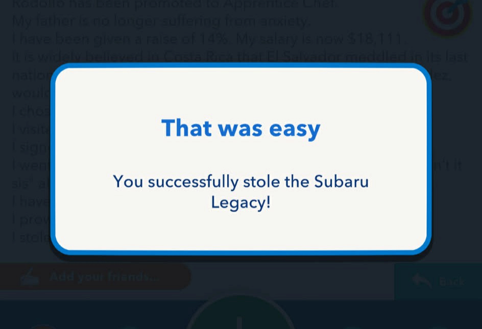 Stealing car in bitlife