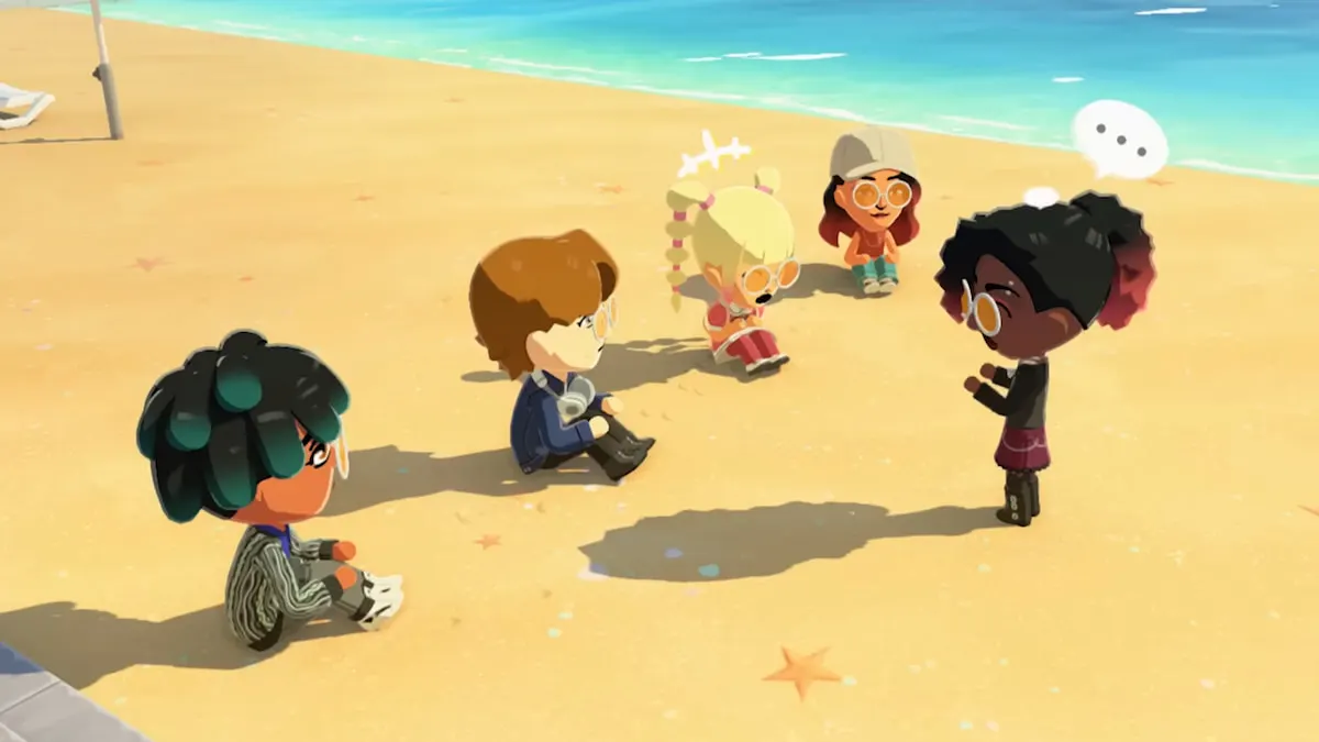 Tomodachi life living the dream miis gathered on beach