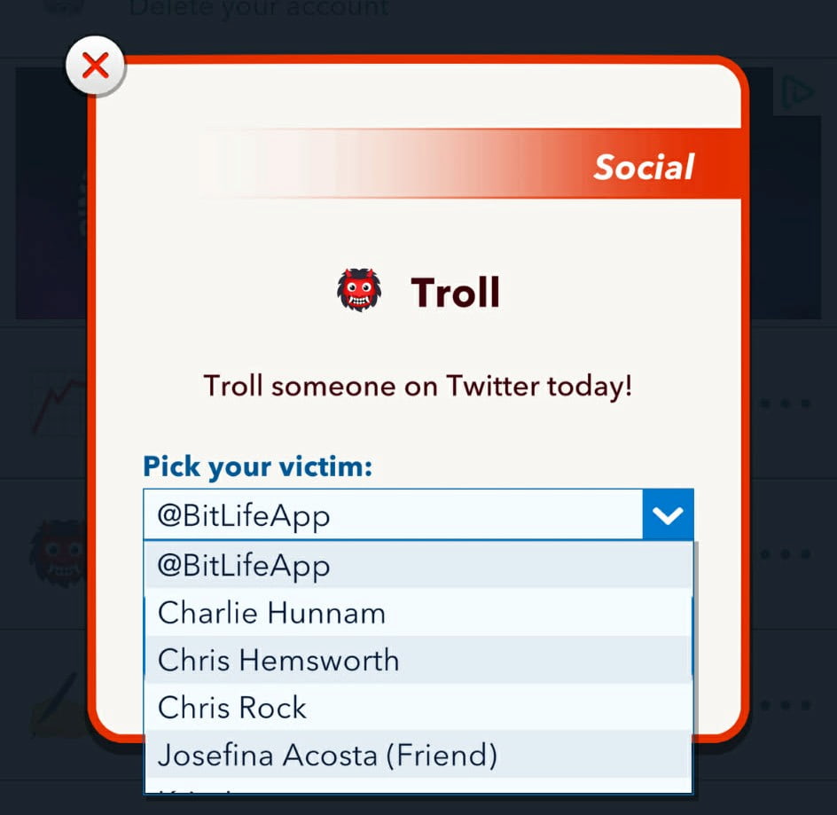 Trolling on twitter in bitlife