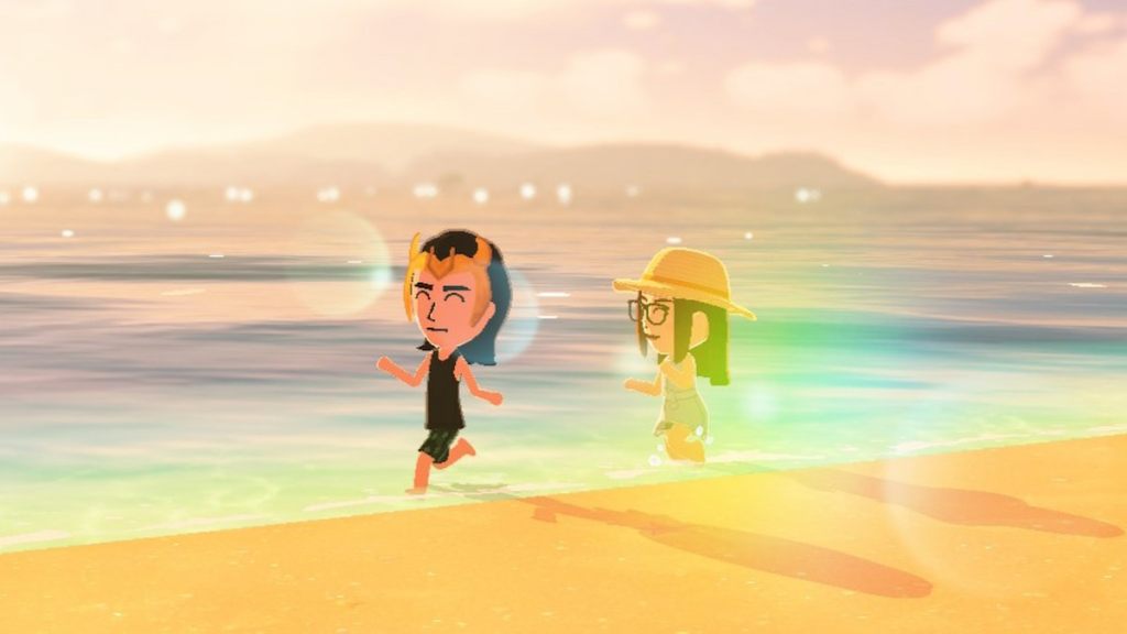 Two miis running on beach in tomodachi life living the dream