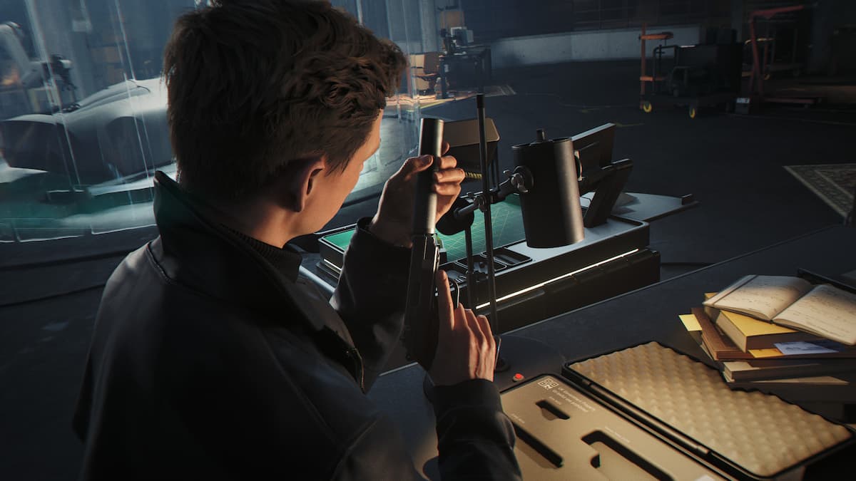 James Bond putting a silencer on his pistol in 007 First Light