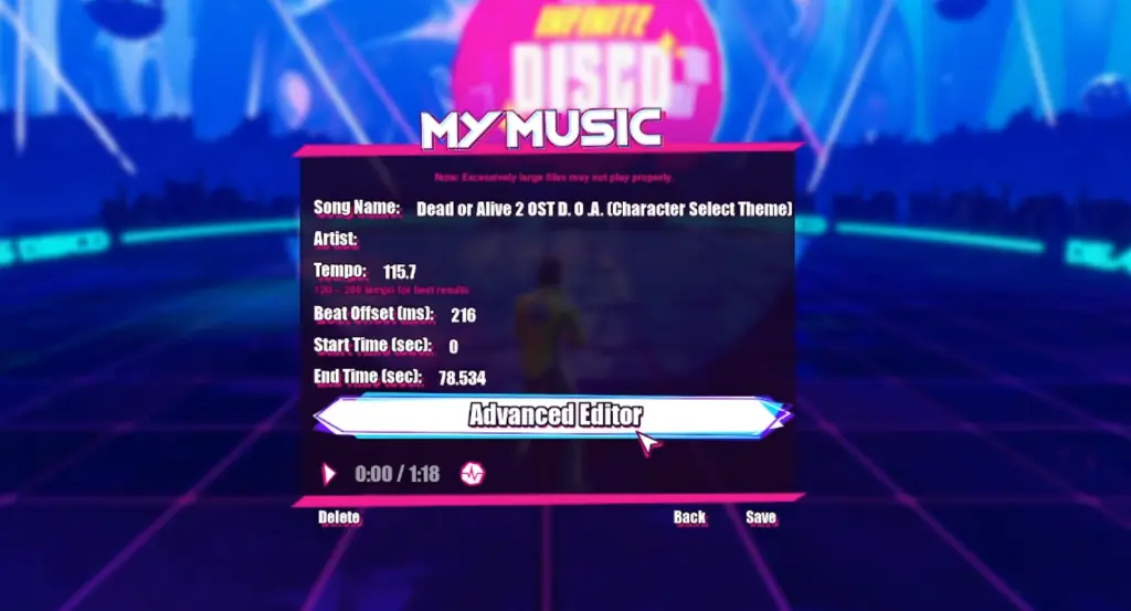 List of my music in the Infinite Disco mode