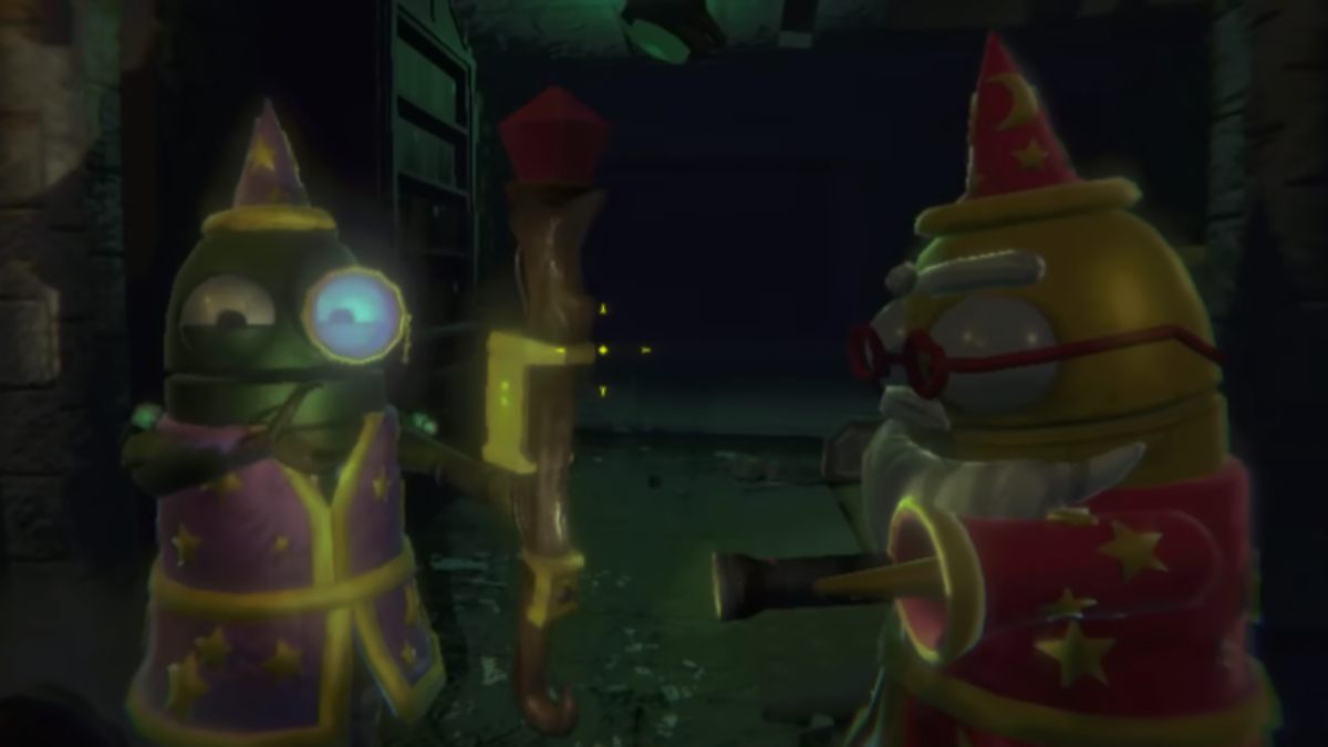 Semibots wearing wizard outfits, holding Roll Staff