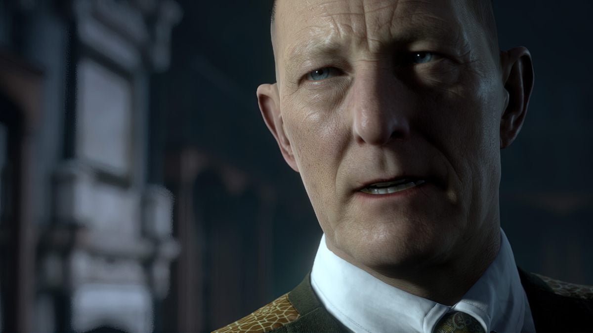 Close up of The Curator's face