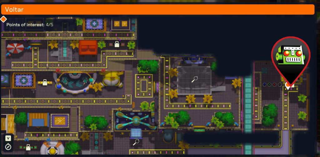 A map of Voltar from LumenTale with a map pin showing the location of the Anizord house where the quest is located.