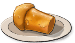 A giant mushroom-shaped loaf of bread  on a white plate