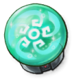 A green orb with a swirl and snowflake-like design in the center. This is the Bilia EX