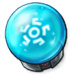 A blue orb with a small white snowflake-like design in the center. This is the Bilia+ in LumenTale