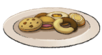 A plate full of an assortment of cookies. This is the Biscotti from LumenTale