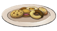 A plate full of an assortment of cookies. This is the Biscotti from LumenTale
