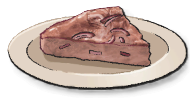 A slice of pinkish frittata with chunks of onion in it. This is the Cipollata recipe from LumenTale
