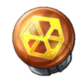 An orange orb with a yellow cube-like design in the middle. This is the Craft Bilia from LumenTale