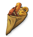 A wrap with fried fish bits inside