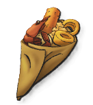 A wrap with fried fish bits inside